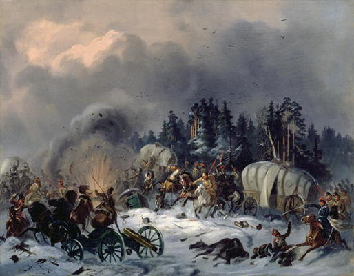 Scene from the Russian-French War in 1812 (oil on canvas) from Bogdan Willewalde
