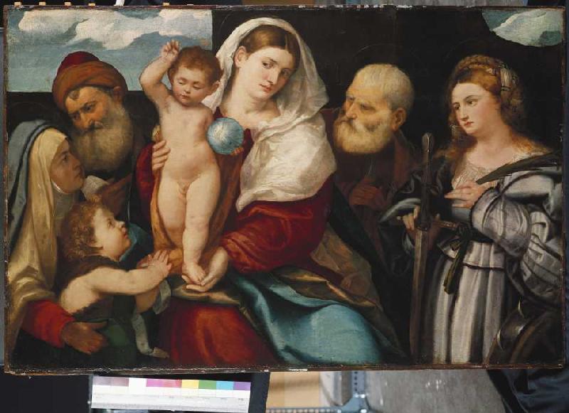 Die heilige Familie mit St. Katharina. from Bonifacio  Veronese