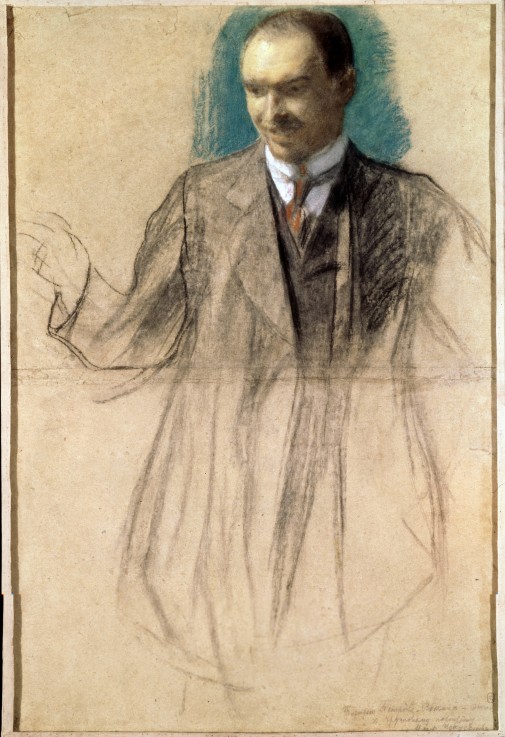 Portrait of the artist Kusma Petrov-Vodkin (1878-1939) from Boris Michailowitsch Kustodiew