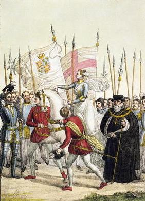 Queen Elizabeth I (1530-1603) Rallying the Troops at Tilbury before the Arrival of the Spanish Armad