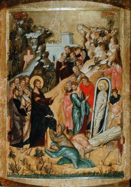 The Raising of Lazarus (tempera & gold leaf on panel) from Byzantine