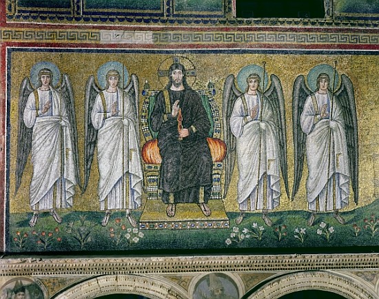 Christ enthroned with the angels from Byzantine School
