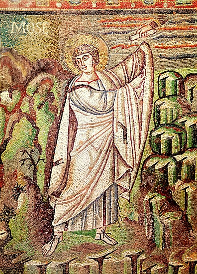 Moses on Mount Sinai, figure above the lunette depicting the Hospitality of Abraham and the Sacrific from Byzantine School