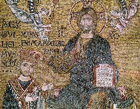 William II (1154-89) King of Sicily receiving a crown from Christ