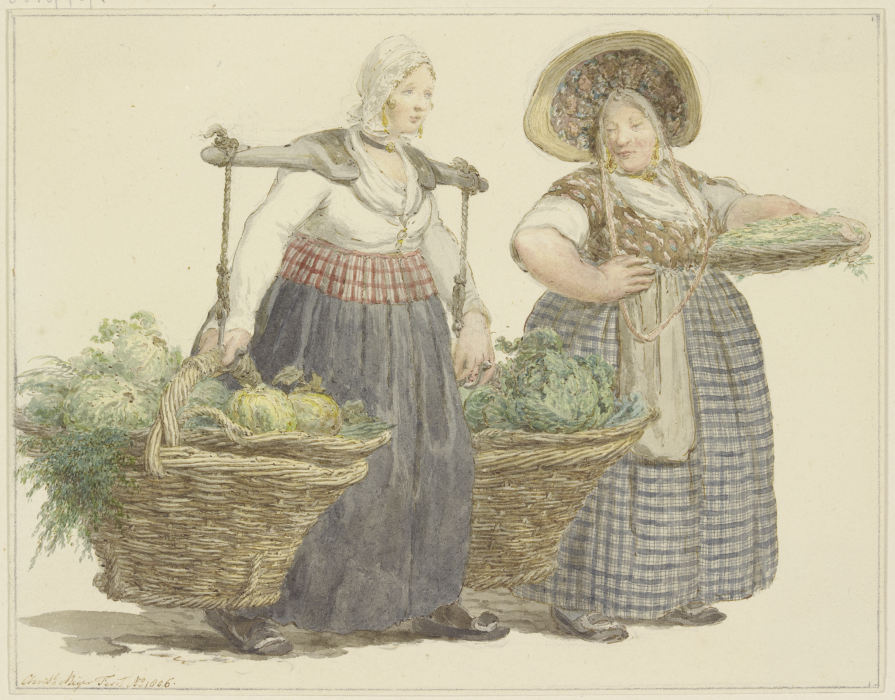 Zwei Gemüsehändlerinnen mit ihrer Ware from C. H. Meyer