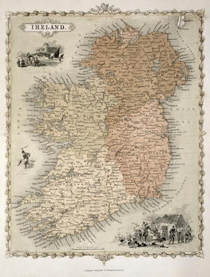 Map of Ireland, published c.1850 (hand-coloured engraving) from C. Montague