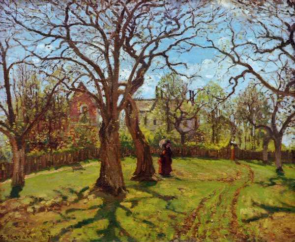 Kastanienbäume in Louveciennes, Frühling from Camille Pissarro