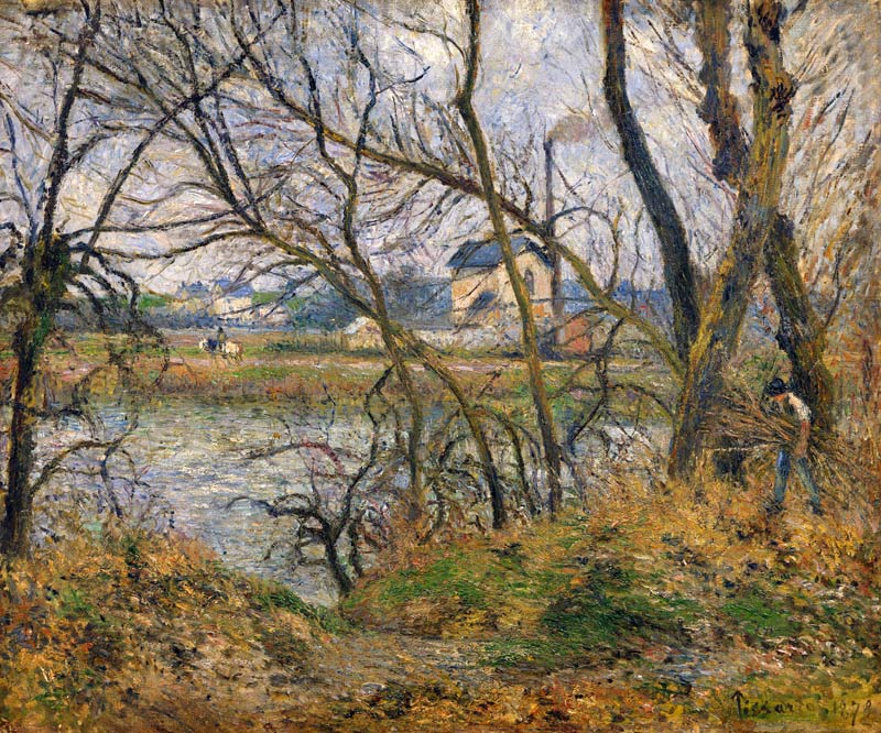 The Banks of the Oise, near Pontoise, Cloudy Weather from Camille Pissarro