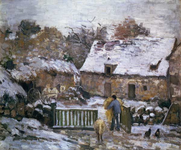 A Farm at Montfoucault : Effect of Snow from Camille Pissarro