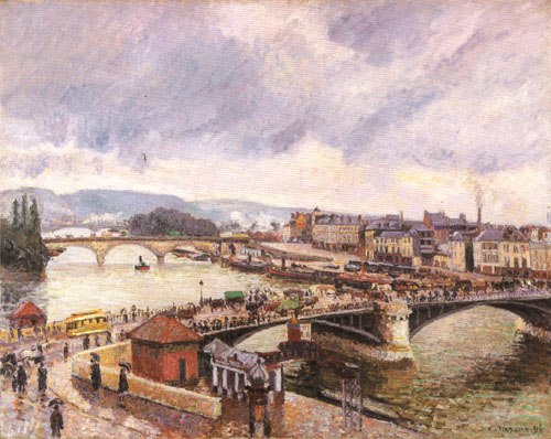 Blick auf die Große Brücke, Rouen, Regen from Camille Pissarro