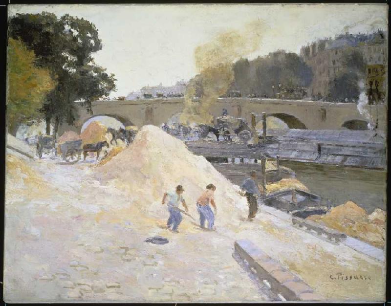 Kiesverladung am Quai d'Anjou an der Seine in Paris (Pont Marie) from Camille Pissarro