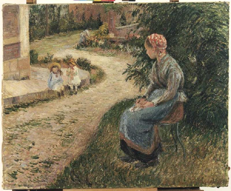 Kindermädchen im Garten von Eragny. from Camille Pissarro