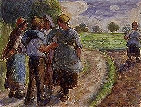 Kleiner Schwatz auf dem Weg zur Feldarbeit. from Camille Pissarro