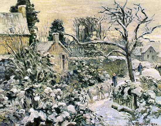 Effect of Snow with Cows at Montfoucault from Camille Pissarro