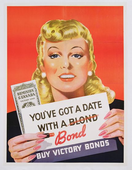 'You've Got a Date With a Bond', poster advertising Victory Bonds from Canadian School