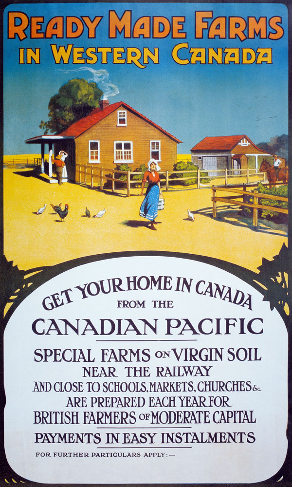 Poster advertising 'Ready made farms in Western Canada', c.1900 (colour litho) from Canadian School (20th Century)