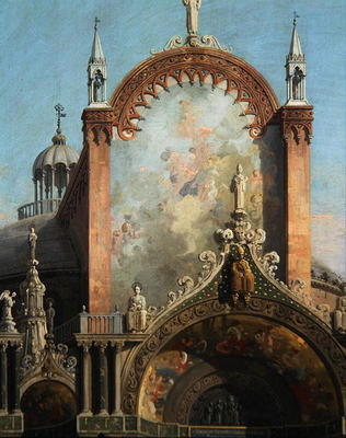 Detail of Capriccio of a Church (oil on canvas) from Giovanni Antonio Canal (Canaletto)