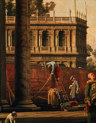 Capriccio of a man scaling a wall (oil on canvas) from Giovanni Antonio Canal (Canaletto)