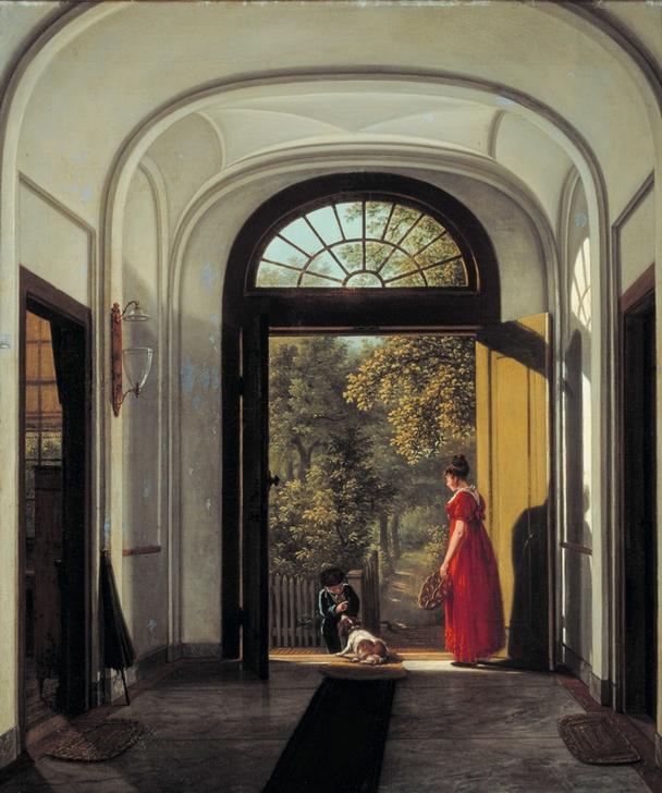 The Artist’s Wife and Child in the Hall of their House on t from Carel Lodewijk Hansen