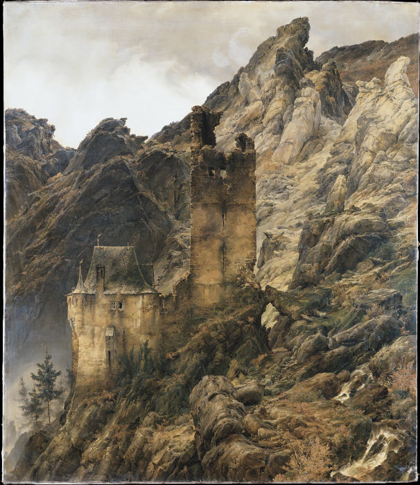 Felsenlandschaft: Schlucht mit Ruinen from Carl Friedrich Lessing