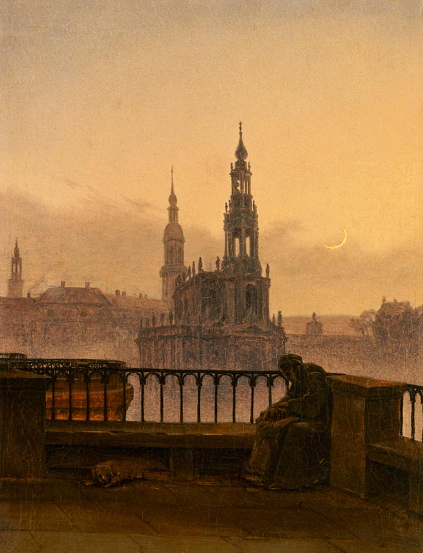Blick auf Dresden mit Mondsichel from Carl Gustav Carus