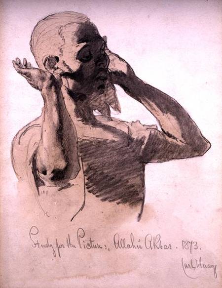 Figure Praying, a study for the picture, 'Allaha Akbar' from Carl Haag