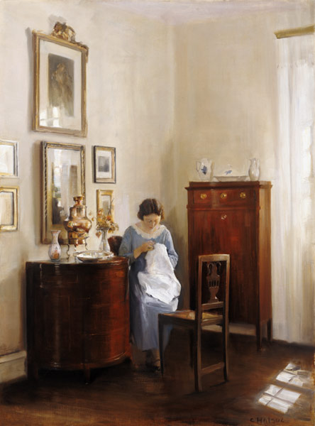 Interior with Lady Sewing, c.1910 from Carl Holsoe
