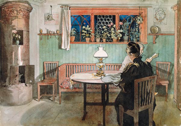 When the Children have Gone to Bed, from 'A Home' series from Carl Larsson