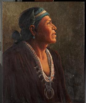Ta-otza-begay, also called Meguelito, Navajo Medicine Man (oil on canvas mounted on panel)
