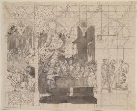 Entwurf zu einem Triptychon mit Szenen aus dem Nibelungenlied