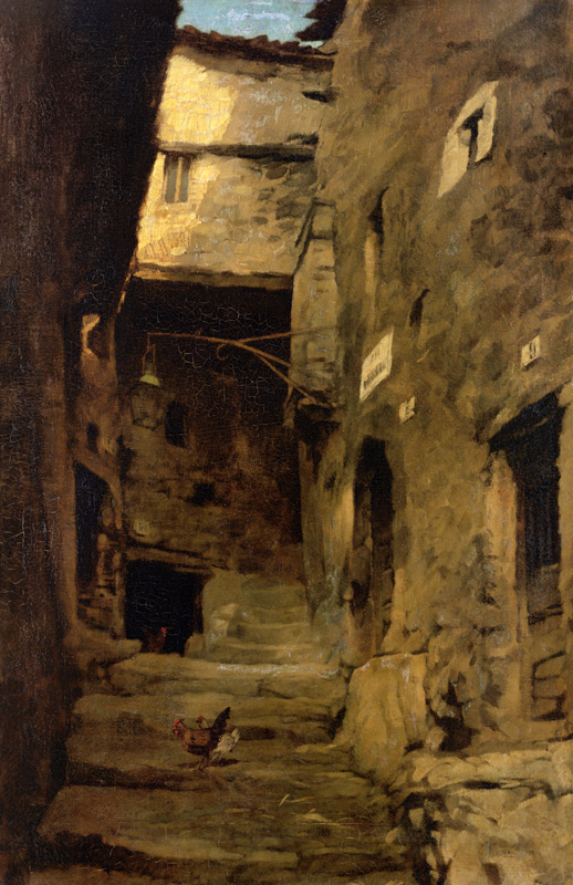 Street in Olevano from Carl Schuch