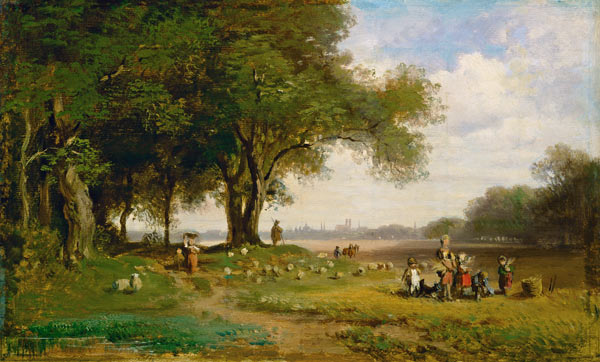 Landschaft vor München mit Schäfer from Carl Spitzweg