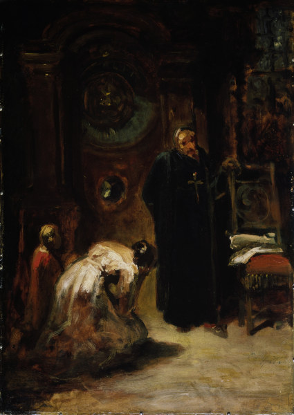 Spitzweg / Confession / Painting, c.1875 from Carl Spitzweg