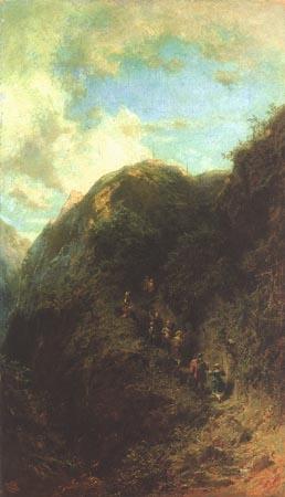 Touristen in den Bergen