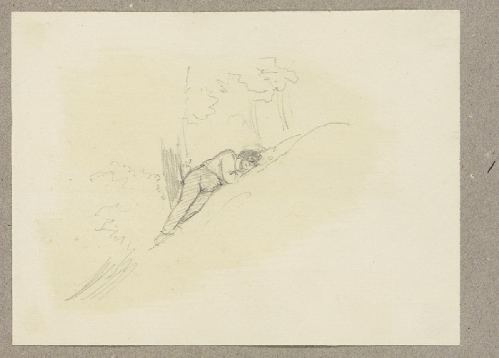 An einem Hang unter einem Baum schlafender Mann from Carl Theodor Reiffenstein