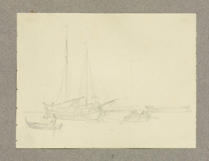 Ein Segelboot und drei kleinere Boote from Carl Theodor Reiffenstein