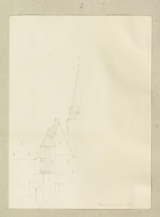 Gebäudeensemble in Pommern an der Mosel mit dem Kirchturm von St. Stephanus from Carl Theodor Reiffenstein