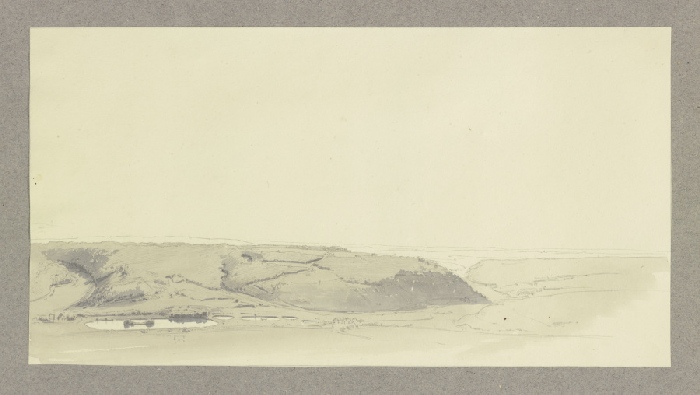 Landschaft mit langem Bergrücken, an seinem Fuß eine Reihe von Teichen from Carl Theodor Reiffenstein