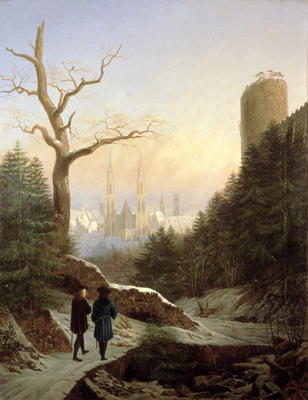 Winter Landscape with Gothic Church, 1821 (oil on canvas) from Carl Wilhelm Götzloff