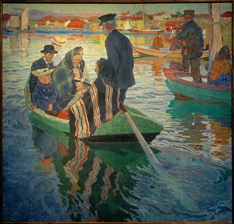 Kirchgänger in einem Boot from Carl Wilhelmson