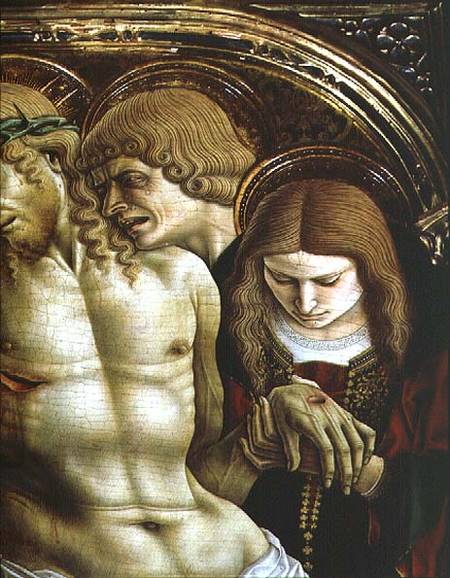 Lamentation of the Dead Christ, detail of St. John the Evangelist and Mary Magdalene, from the Sant' from Carlo Crivelli