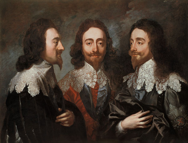 Charles I in Three Positions (1600-49) Painting after Van Dyck from Carlo Maratta