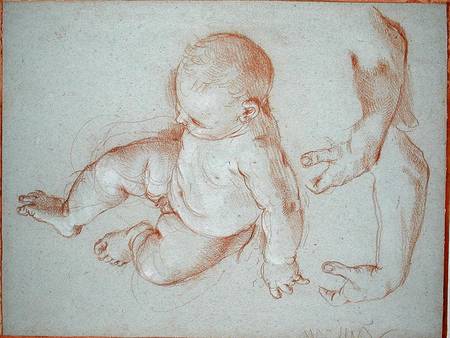 The Infant Romulus and two studies of a man's left arm from Carlo Maratta