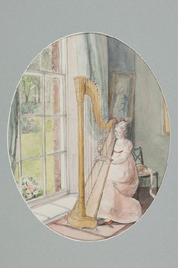 A Young Woman with a Harp