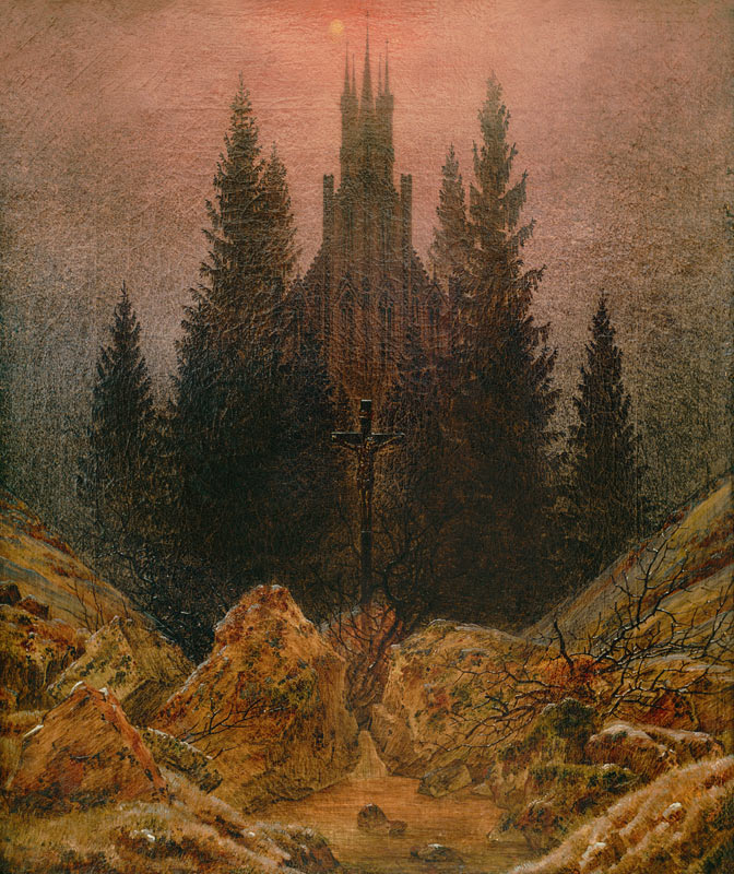 Kreuz und Kathedrale im Gebirge from Caspar David Friedrich