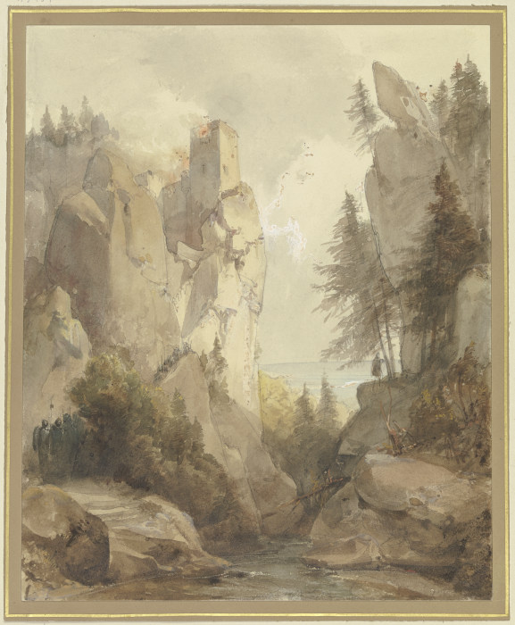 Eine brennende Burg auf einem Felsen from Caspar Scheuren