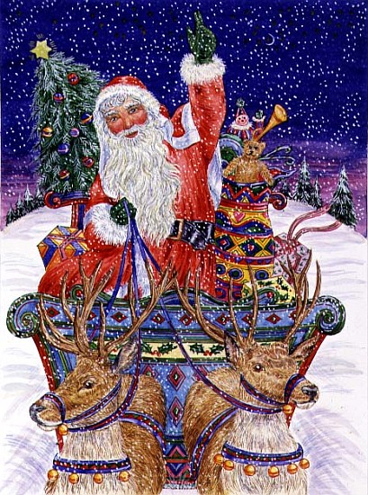 Father Christmas Setting Out on Christmas Eve (w/c on paper)  from Catherine  Bradbury