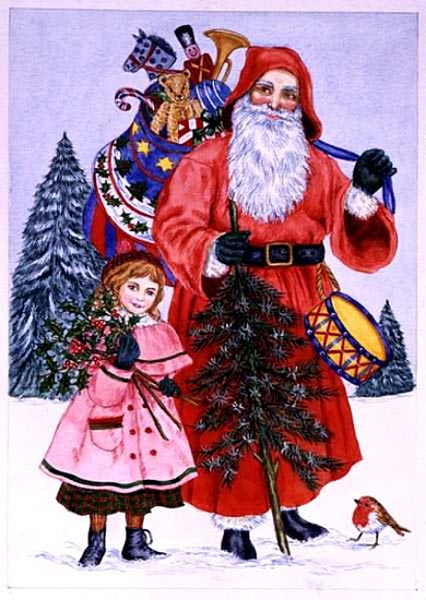 Santa and his helper (w/c on paper)  from Catherine  Bradbury