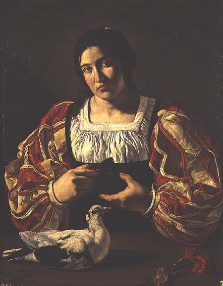 A Woman with Doves from Cecco de Caravaggio