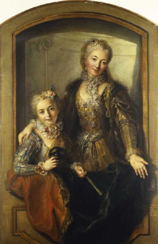 Madame Dupille mit ihrer Tochter in Abendroben from Charles Antoine Coypel